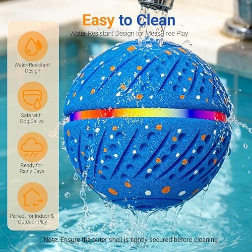 GULUNOOK Interactive Dog Ball Toy for Small Medium Dogs – Automatic Rolling, Bouncing & Moving Dog Toy with LED Lights, 2-in-1 Fetch Toy, Durable E-TPU, USB Rechargeable (2.8” Blue) thumbnail 5