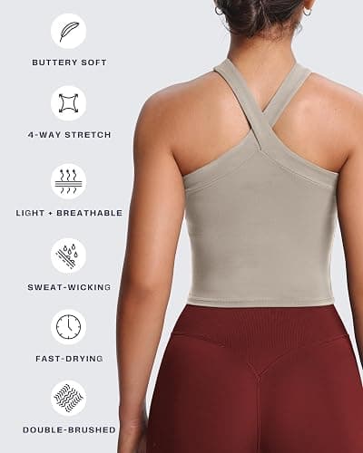 Aoxjox Women's Workout Cross-Neck Sport Bras Fitness Elanor Bra Yoga Crop Tank thumbnail 4