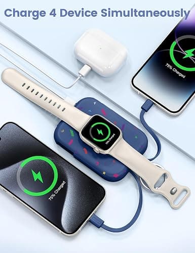 RORRY CharmGo Portable Charger, 5000mAh Portable Charger Power Bank | Built-in Cables,Travel Keychain Battery Pack Essentions for Apple Watch 1~12 Series/Ultra/SE & iPhone 18 Pro Max/17/16/15 thumbnail 4