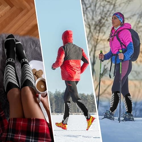 wanchel Merinowoll-Skisocken - 2 Paar knielange Skisocken, winterwarme Snowboard-Thermosocken, Kälteschutzsocken für Herren Damen thumbnail 2
