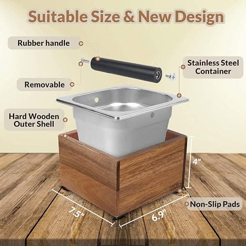 Knock Box | Large Capacity Espresso Knock Box | Non-Slip Base Knock Box Espresso | Coffee Knock Box | Shock Absorbant Espresso Knock Box and tamp station | Knock box for espresso coffee grounds thumbnail 2