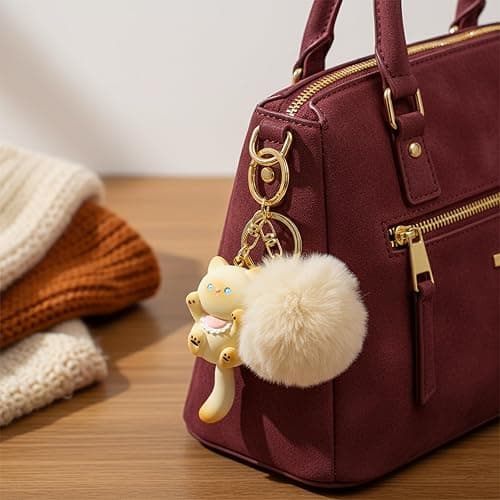 Jekvill Cat Keychain bag charms for handbags Cute Keychains for Women Kawaii Cat Backpacks Accessories cat plush keychain thumbnail 5