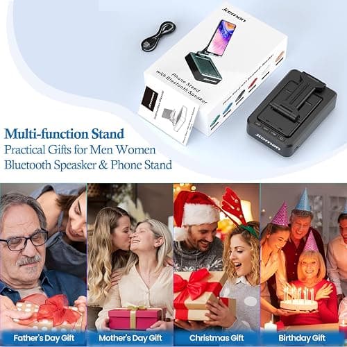Cell Phone Stand with Wireless Bluetooth Speaker and Anti-Slip Base HD Surround Sound Perfect for Home and Outdoors with Bluetooth Speaker for Desk Compatible with iPhone/ipad/Samsung Galaxy thumbnail 7