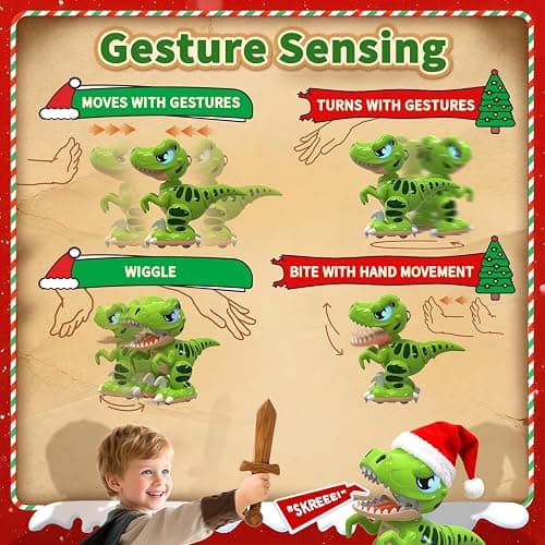 P&C Remote Control Dinosaur Toys for Kids Rechargeable Robot Velociraptor Toy with Spraying,Sound Effects,Dancing,RC Dino for Boy&Girl 3-12 STEM Gifts for Kid thumbnail 3
