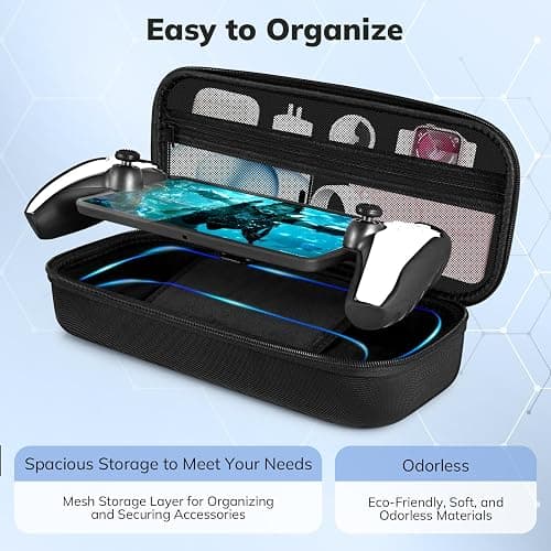 4 in 1 Accessoris Set Compatible with Playstation Portal, EVA Hard Carrying Case for PS5 Portal, Silicone Protective Cover,2 Pcs Screen Protector,10 Thumb Grip Caps,Ps Portal Accessories Black thumbnail 6