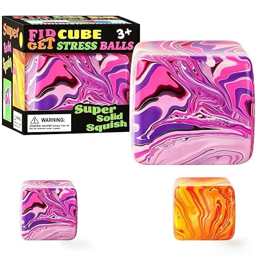 1 Pack Fidget Toys Squishy Stress Cube, Stress Balls for Kids Adults Squishies Stress Relief, Ice Squishy Cube Sugar Balls, Sensory Toys for Kids with Autism, Fidgets for Classroom Prize Toys (Pink) - Image 1