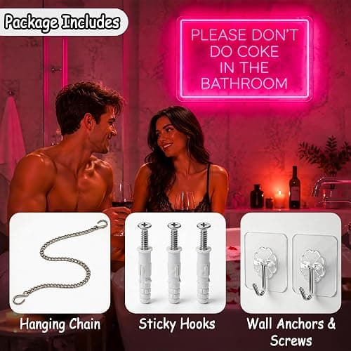 Whfobfe Neon Sign for Wall Decor Led Neon Lights Signs Led Light Signs | Bathroom Neon Sign,Room Decor,Wall Decor,Party,Gift,USB Powered thumbnail 4