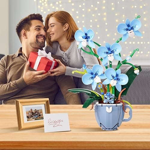 Ideas Blue Orchid Ideas Flowers Building Block Set，DIY Home Decoration Kit for Adults，Compatible with Lego Flowers Home Decor Gift for Mother's Day, Valentine Day, Birthday, Christmas Day - 567PCS thumbnail 6