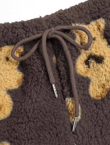 ZAFUL Women's Fuzzy Plush Pajama Pants Drawstring Elastic Waist Wide Leg Teddy Pj Bottoms Lounge Pants thumbnail 4
