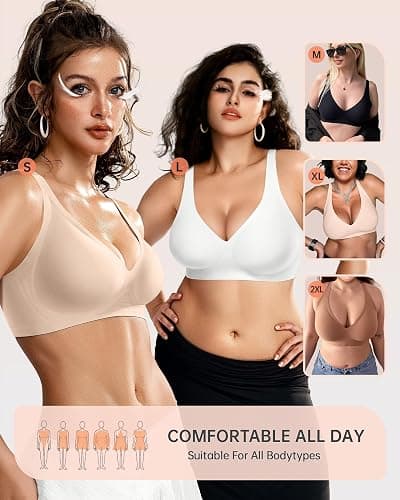 OEAK Womens Jelly Bras Wireless Deep V Bralette Comfy Push Up Tshirt Bras | Comfortable,support and lift,no underwire,bralettes,plunge,full coverage,invisible,balconette,minimizer,no show,soft thumbnail 7
