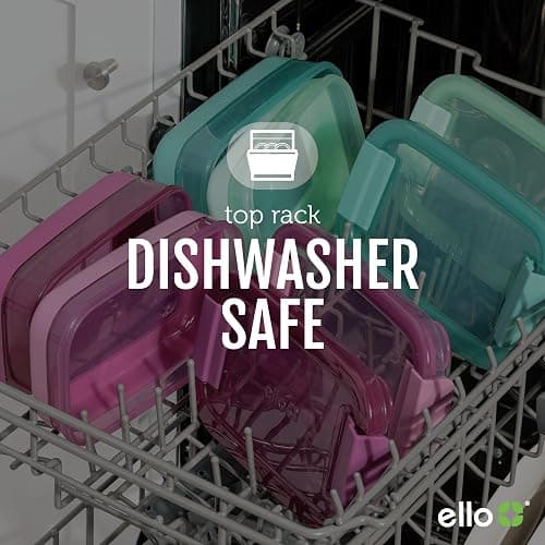 Ello 2-Pack Lunch Stack Plastic Food Storage Container Bento Box with Airtight, Leak-Proof Locking Plastic Lids and Silicone Base, BPA-Free, Freezer, Microwave, and Dishwasher Safe, Guava thumbnail 5