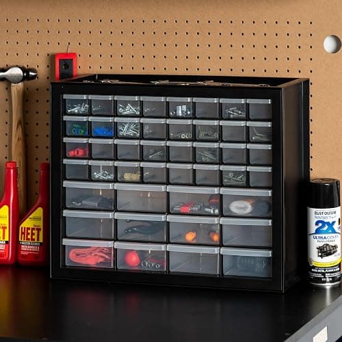 IRIS USA 44-Drawer Small Parts Storage Cabinet, Crafts, Made in USA, Black | Wall-mountable, Stackable, Building Bricks, Screws, Nuts & Bolts, Hardware, Garage Tool Storage thumbnail 2
