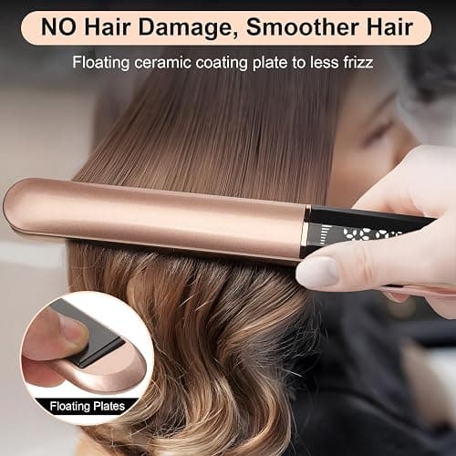 Flat Iron Hair Straightener with Floating Plates Get Shinier & Smoother Hair, 14 Adjustable Temp, Dual Voltage Digital Display 100°C–230°C thumbnail 5