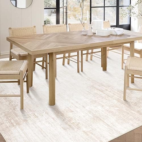 Area Rugs 5x7 Living Room: Washable Rug Modern Abstract Large Rug Soft Non Slip Neutral Rugs Stain Resistant Indoor Carpet for Bedroom Kitchen Dining Room Table Nursery Home Office Rugs(Beige,5'x7') thumbnail 4