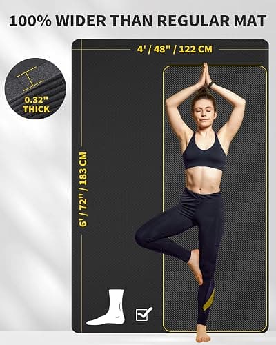 CAMBIVO Yoga Mat 72" x 48" Large Workout Mat for Home Gym Flooring | 6mm-12mm (0.24"-0.48") Extra Thick Exercise Mat for Apartment Fitness | High-Density TPE Cushioning for Joint Protection thumbnail 2