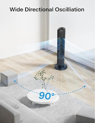 PELONIS 30 Inch Tower Fan for Bedroom, Quiet Oscillating Standing Fan with 3 Speeds, Portable Cooling Fan for Home Office Dorm Room, Auto-off Timer, Black, PFT28A2BBB thumbnail 4