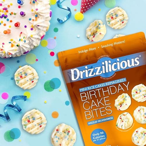 Drizzilicious Mini Rice Cakes Birthday Cake - Rice Crisps, Healthy Snack for Adults and Kids, Flavored Rice Cakes, Vegan, Gluten Free, Allergen Free, Only 90 Calories Per Serving - 4 oz (Pack of 2) thumbnail 5