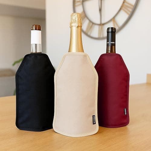 VINAK - Manchon refroidisseur XPERT | Rafraîchisseur pour bouteilles de vin | Gel de qualité non-frost | Fabriqué avec 5 couches isolantes | Bande élastique anti-chute inférieure (Noir) thumbnail 5