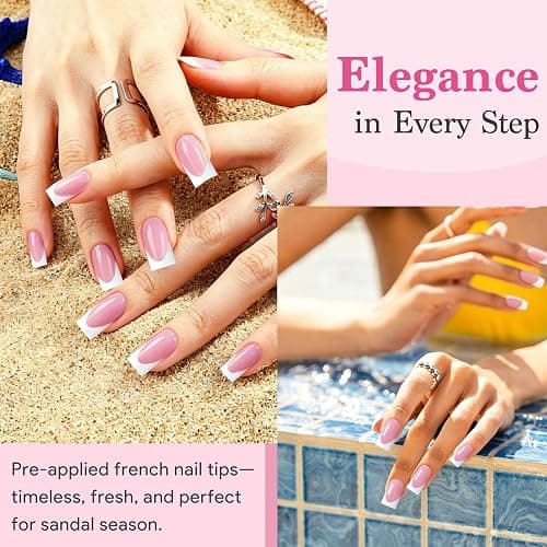 Qiek French Tips Press On Nails - 150Pcs Deep Pink Short Square Soft Gel Nail Tips Pre-Designed, 15 Sizes Fake Nails for Nail Art DIY, False Nails Salon Quality Manicure at Home Gifts For Women thumbnail 8