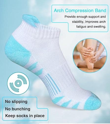 Heyoboy Womens Ankle Anti-blister Cushioned Athletic Running Socks 5 Pairs thumbnail 6