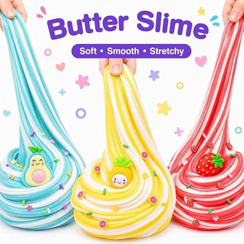 Slime Kit 9 Pack - 3 Butter 3 Cloud 3 Jelly Cube Crunchy Clear Slime - Soft Stretchy Stress Relief Toy for Kids, Birthday Party Favors for Boys & Girls 4-12, Classroom Reward, Kids Party Supplies thumbnail 2