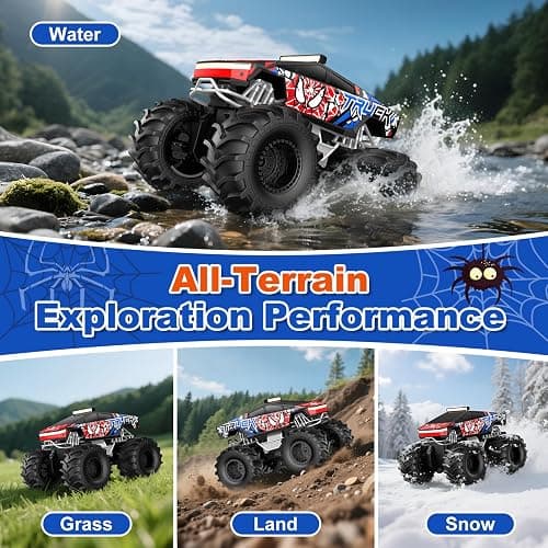 TOZDTO Remote Control Car, Amphibious Monster Truck Toys for Boys RC Cars, 2.4 GHz Waterproof RC Trucks, 1:18 4WD All Terrain Off-Road Pickup, Cool Christmas Birthday Ideas Gifts for Kids 6+ Year Old thumbnail 5
