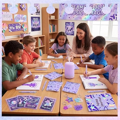 Weekgrat 24 Pcs Purple Notebooks and 24 Pcs Ballpoint Pens Kpop Theme Pocket Notepads Memo Books Set Teacher Classroom Rewards Supplies Birthday Partys Gift thumbnail 5