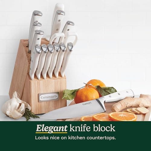 Cuisinart 15-Piece Knife Set with Block, High Carbon Stainless Steel, Forged Triple Rivet, White, C77WTR-15P thumbnail 4