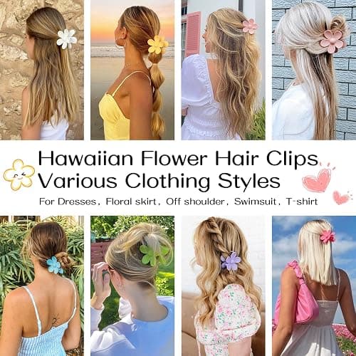 Flower Hair Clips 8PCS, Large Claw Clips for Women Girls Thick Thin Hair, Strong Hold Nonslip Big Dasiy Jaw Clamps Matte Hair Accessories 8 Colors thumbnail 5