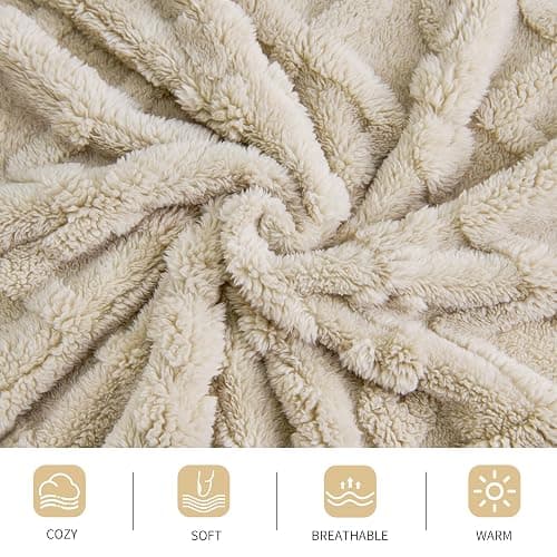Aganear Fleece Throw Blanket - Cozy Soft Lightweight Fuzzy Throw Blanket for Women Portable Throw Blankets for Couch, Warm Present for Birthday, Christmas, Halloween, Housewarming(50"x60", Khaki) thumbnail 9