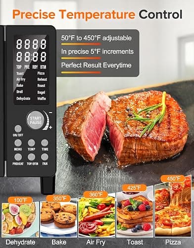 Nuwave Bravo Pro Smart Air Fryer, 21QT, 12-in-1 Functions, 50-450°F Range, 1800W Power, PFAS-Free - Black thumbnail 4