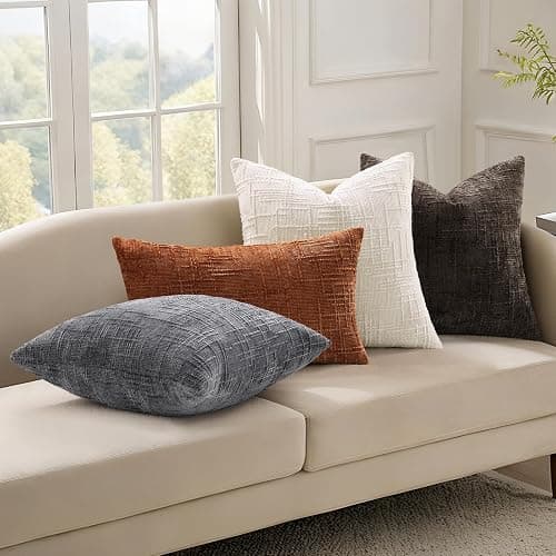 decorUhome Fall Dark Brown Chenille Throw Pillow Covers 12x20 Set of 2 Textured Soft Cozy Slubby Couch Pillow Covers Modern Farmhouse Boho Decorative Pillow Cases for Bed Sofa Living Room thumbnail 6