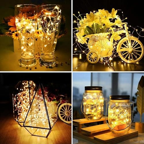 ZGWJ 12 Pack Fairy Lights Battery Operated, 7ft 20 Mini LED Fairy String Lights Silver Wire 3 Modes for DIY, Parties, Wedding, Bedroom, Halloween Christmas Decoration Warm White thumbnail 5