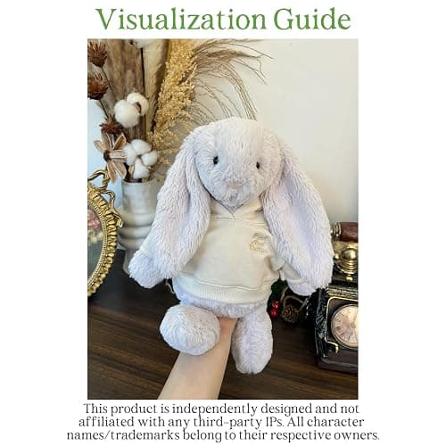 LICHADUOLE 9-12''/30cm Plush Animals Clothes Cotton Hoodie & Checkered Shorts Set for Bashful Bunny and Teddybear(NO Doll) thumbnail 8