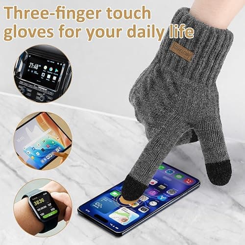 HRUTANE Womens Winter Gloves Cold Weather Warm Knit Touchscreen Fingers Elastic Cuff Soft Lining Thermal Dual Layer Glove thumbnail 4