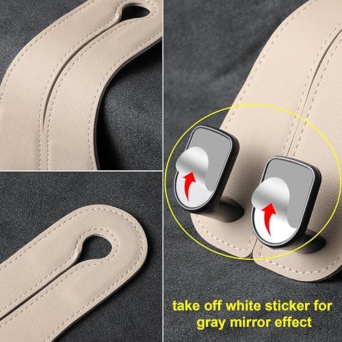 2 Pack KAFANLIN Car Headrest Hooks for Purses and Bags Cute Leather Car Seat Back Head Rest Double Hooks for Bags Cute Pink Beige Car Accessories Headrest Back Seat Handbags Hook (Beige 2 Pack) thumbnail 3