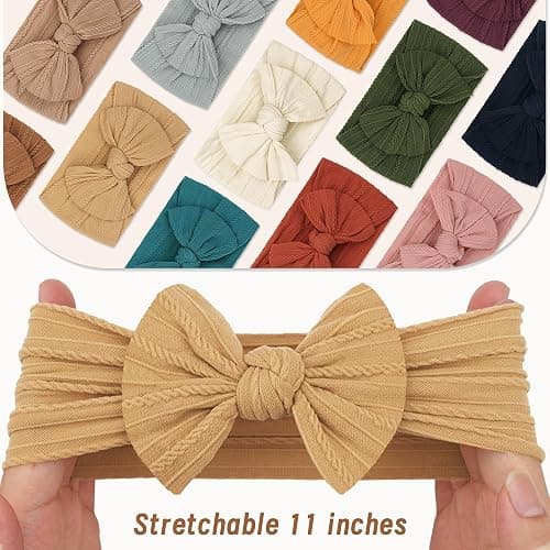 CÉLLOT Super Stretchy Soft Knot Headbands with Hair Bows Head Wrap Hair Accessories For Newborn Baby Girls Infant Toddlers Kids thumbnail 3