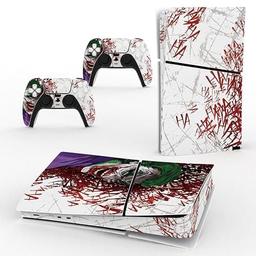 PlayVital Full Set Skin Sticker for ps5 Slim Console Digital Edition (The New Smaller Design), Vinyl Skin Decal Cover for ps5 Controller & Headset & Charging Station & Media Remote - Clown Hahaha thumbnail 7