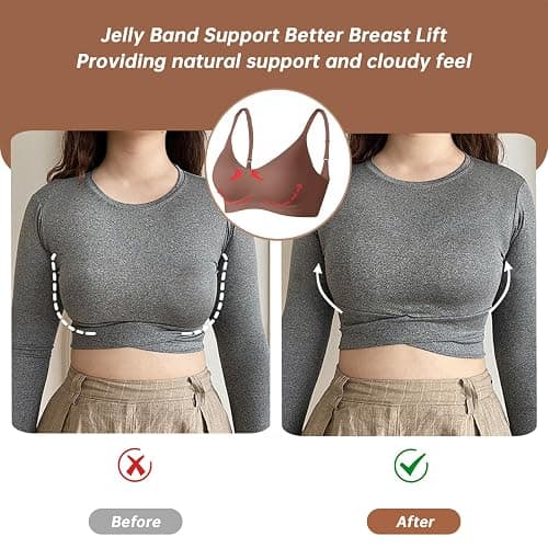 OEAK Womens Wireless Bras Comfortable Push Up Bra No Underwire Bra Full Support Lift Bralette Everyday Seamless Tshirt Bras thumbnail 4