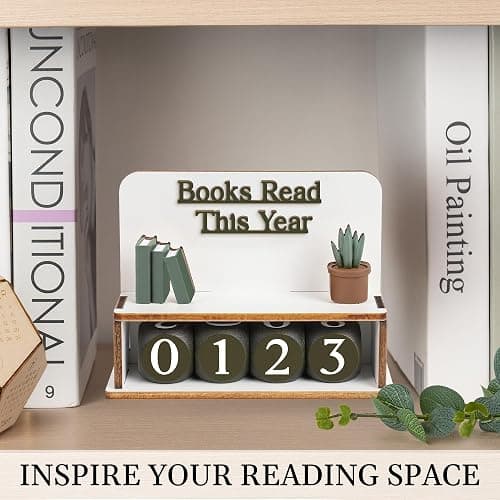 Books Read This Year Counter, Bookish Gifts For Book Lovers, Women Readers | Wooden Book Reading Tracker, 7 X 6 Inch, Personalize With Name, Includes Number Tiles And Stand thumbnail 7