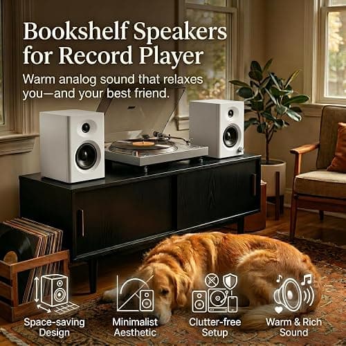 NSY Audio Powered Bluetooth Bookshelf Speakers for Mac/PC Gaming & Music |  Max 60W Active Studio Monitor with Bass & RCA/AUX Input, Wireless Audio for Desktop Computer, Laptop, White Pair thumbnail 9