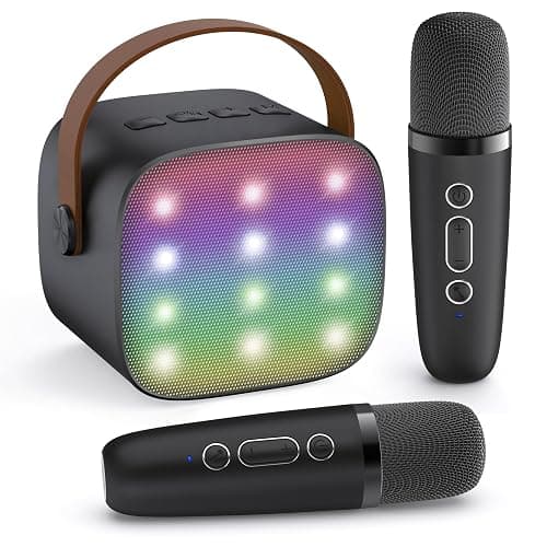 YLL Mini Karaoke Machine with 2 Wireless Microphones for Kids Adults, Portable Bluetooth Speaker, 2025 Top Christmas Birthday Gift for Boys Girls 3, 4, 5, 6, 7, 8, 9, 10, 12+ Years Old Toddler (Black) - Image 1