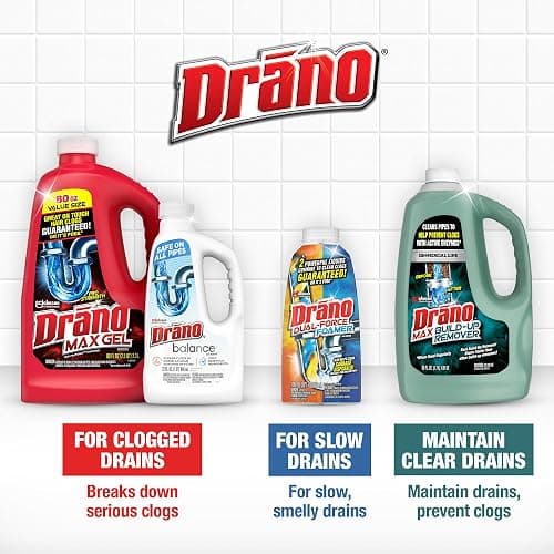 Drano Max Gel Drain Clog Remover & Cleaner, Fast-Acting to Unclog Standing Water & Remove Hair, Grease & Food Blockages, Safe for all Pipes & Septic, Kitchen Sinks, Bathroom Showers, 80 Oz, 2 Pack thumbnail 10
