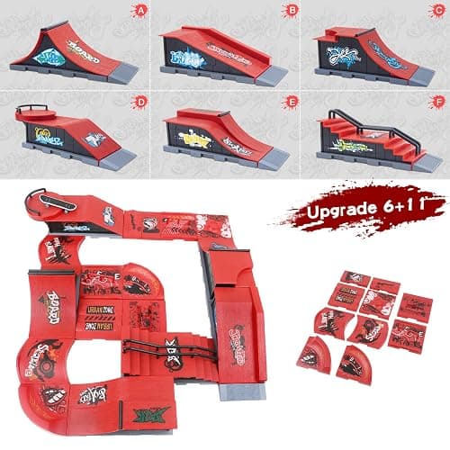 Gr8ware Finger Skateboard Ramp Set, 6 in 1 Plus 11 Buffer Plates Mini Skatepark for Fingerboard, Figure Boarding Skate Park, Fingerboard Skatepark Halfpipe Obstacle Deck for Holiday Party Favors thumbnail 3