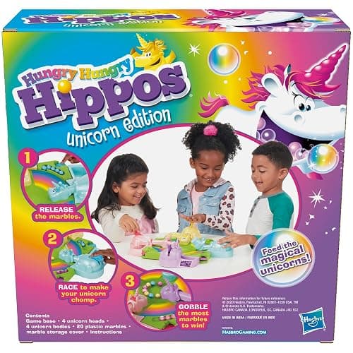 Hasbro Gaming Hungry Hippos Unicorn Edition Pre-School Board Game for Kids Ages 4 and Up; 2-4 Players (Amazon Exclusive) thumbnail 3