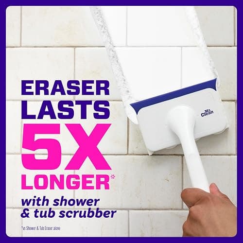 Mr. Clean Magic Eraser Shower & Tub Scrubber, Bathroom Cleaner, All in One Bathroom Cleaner, Lemon Starter Kit, 1 Scrubber & 2 Foaming Magic Erasers thumbnail 6