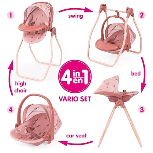 Doll accessories 4-in-1 set Doll high chair, carrier, bed | swing – for a variety of role-play, 3+ years thumbnail 7