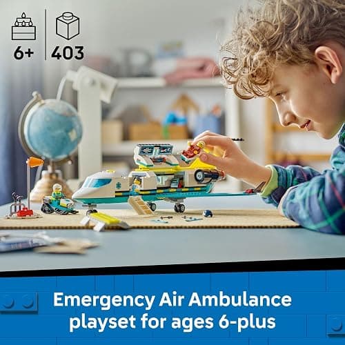 LEGO City Emergency Air Ambulance Airplane Building Toy for Kids - Pretend Play Rescue Airplane Model for Boys & Girls, Ages 6+ - Building Blocks W/Hero Minifigures - Gift Idea for Birthdays - 60465 thumbnail 2