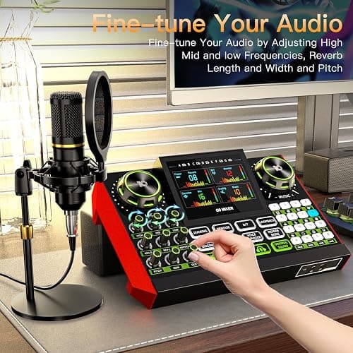 neculogy Podcast Equipment Bundle, Audio Interface with Cardioid Designer BM800 Mic for Gamer and All-in-One DJ Mixer, Perfect for Live Streaming, Singing, YouTube, Gaming thumbnail 6