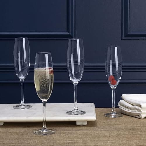 MIKASA Julie Clear Champagne Flutes Set, 4 Piece, Dishwasher Safe Champagne Glasses, 250ml thumbnail 2